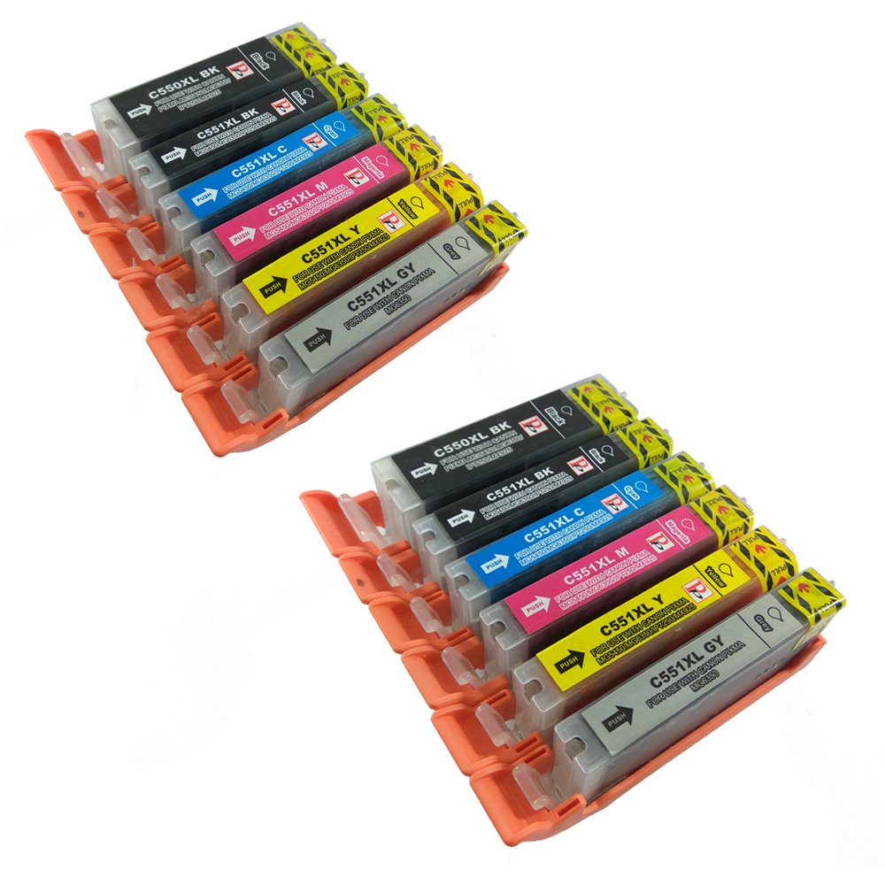 PerfectPrint Compatible Ink Cartridge Replacement for Canon Pixma iP8750 MG6350 MG7150 MG7550 PGI-550XL CLI-551XL (Black,Cyan,Magenta,Yellow,Grey, 12-pack)