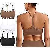 Padded Y-Back Sports Bra for Women - Racerback Low Impact Spaghetti Strap for Yoga Workout Top