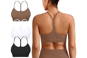 MIRITY Padded Y-Back Sports Bra for Women - Racerback Low Impact Spaghetti Strap for Yoga Workout Top
