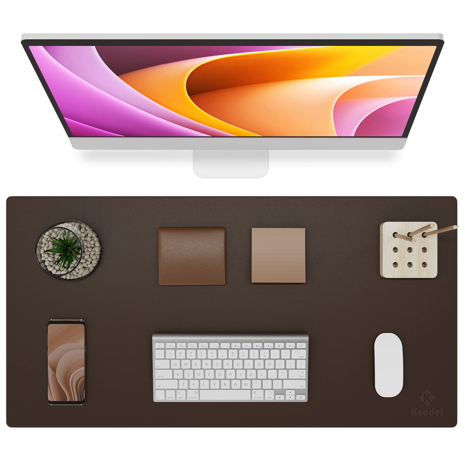Photo 1 of K KNODEL Non-Slip Desk Mat, Desk Pad, Desk Blotter, Desktop Mat for Desk, Large Desk Protector, Office Computer and Laptop Mat for Desk (31.5"x15.7", Brown)