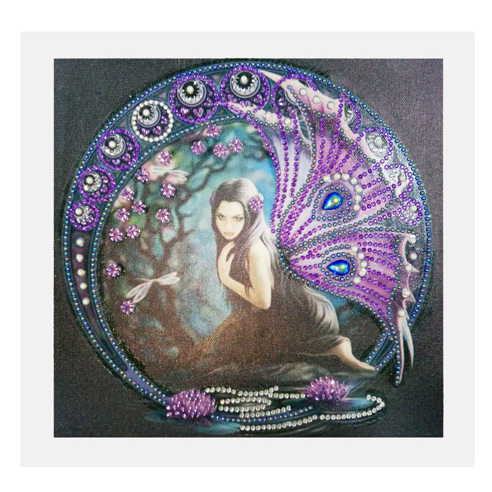ABEUTY Diamond Painting DIY 5D Special Shape Rhinestones, Girl with Butterfly Wings Elf, Partial Drill Crystal Diamond Art Kits (Elf)