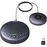 EMEET Conference Speaker and Microphone w/8+1 Mics, 360° Voice Pickup, Noise Reduce, Bluetooth/USB/Dongle Speakerphone for 14 People w/Daisy Chain for 25, Compatible w/Leading Platforms, 2025 Version