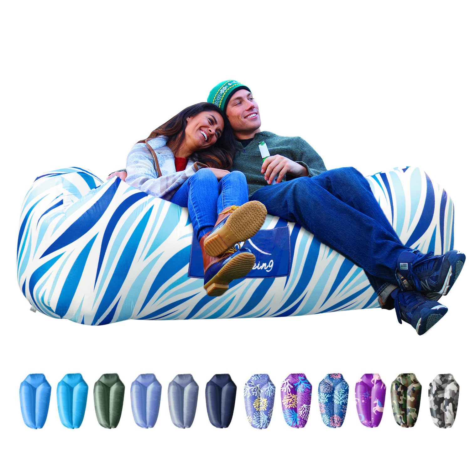 Photo 1 of AlphaBeing Inflatable Lounger Beach Chair Accessories, Air Sofa Hammock Inflatable Couch for Camping Backyard Lakeside with Compression Sacks, Ideal Outdoor Gifts for Adults