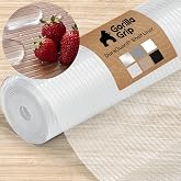GORILLA GRIP Shelf Liner, Non-Adhesive Cabinet Liners, 12"x20' Clear | DuraGuard Ribbed Plastic for Kitchen Drawers, Shelves, Refrigerator, Pantry Storage, Bathroom Closet, Waterproof, BPA Free