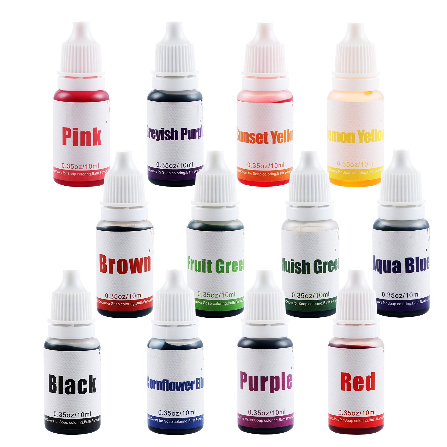 Yilador 12 Colors Liquid Soap Dye Kit Food Grade Skin Safe (4.2 oz