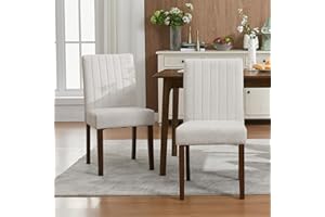 Amenitlif Upholstered Dining Chairs Set of 2, Modern Fabric Kitchen Side Chairs with Sturdy Wood Legs, Parsons Design, Comfor