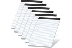 RONEKY 6 Pack Legal Pads 8.5 x 11 College Ruled Notepads, White Note Pads 8.5'' x 11'' Writing Pads Narrow Ruled Lined Paper Pads, 30 Sheets Per Note Pad, Legal Notepads for Work Study Daily Note Taking List