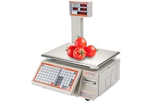 BINGOX Commercial Digital Scale with Label Printer for Retail and Food Industry - High Precision Barcode Label Printing Scale for Supermarkets, Deli, Butcher Shops, and Farmers Markets - 66 lbs Capacity
