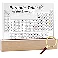 SETHVILL Large Periodic Table with 83 Real Elements Inside, Acrylic Periodic Table of Chemical Elements with Wooden Stand & Magnifier, Periodic Table Display with Elements for Teacher Students