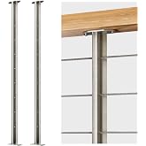 Deck Man 2-Pack Cable Railing Post 36inch Stainless Steel Pre-drilled Intermediate Post/Studdle Pickets for 1/8" Deck Cable Railing, Level Cable Railing Fittings, Sliver
