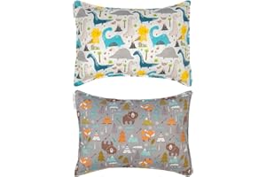 ALVABABY Cotton Toddler Pillowcases 2 Pack Kids Pillow Cover Fit 13"x 18" or 12"x16" Envelope for Girl Boy Sleepy Travel Bear