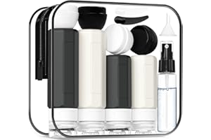 Ruinovate 17 Pack Travel Bottles - TSA Approved Travel Size Toiletries, Leak Proof Containers for Toiletries, Silicone Squeezable Container for Shampoo, Body Wash, Lotion & Conditioner - Black