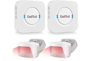 CallToU Wireless Motion Sensor Alarm Indoor Motion Detector Alarm, Bed Alarms for Elderly Dementia Patients, Motion Sensor Door Chime with 500 FT Range, 5 Adjustable Volume 2 Sensor + 2 Receiver