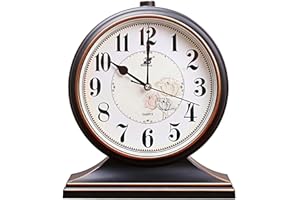 RNUIE Desk Clock for Table Decor, Retro Mantel Clock Battery Operated for Fireplace Mantel, Living Room, Bedroom, Office, Desktop Decoration(Black)