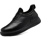 Non Slip Work Shoes for Men Slip On Sneakers Waterproof Casual Air Cushion Footwear Slip Resistant Classic Walking Dress Shoes Black