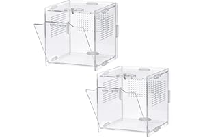 VERTUPET 2 Pack Jumping Spider Enclosure, 4''x4''x4'' Acrylic Arboreal Reptile Tank, 0.03” Ventilation Hole Habitat Transparent Enclosure Breeding Box with Locking Latch for Frog, Crickets, Snails