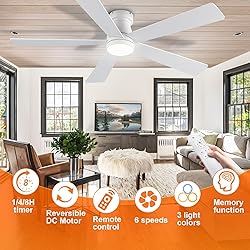 UOJ Ceiling Fans with Lights, 52 inch Low Profile