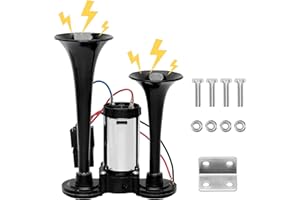ENOCHT Upgraded 12V 600DB Air Horn Super Loud Dual Trumpets Train Horn Kits with Air Compressor Compatible with 12v Vehicles Cars Boats Trucks Suvs(Black)
