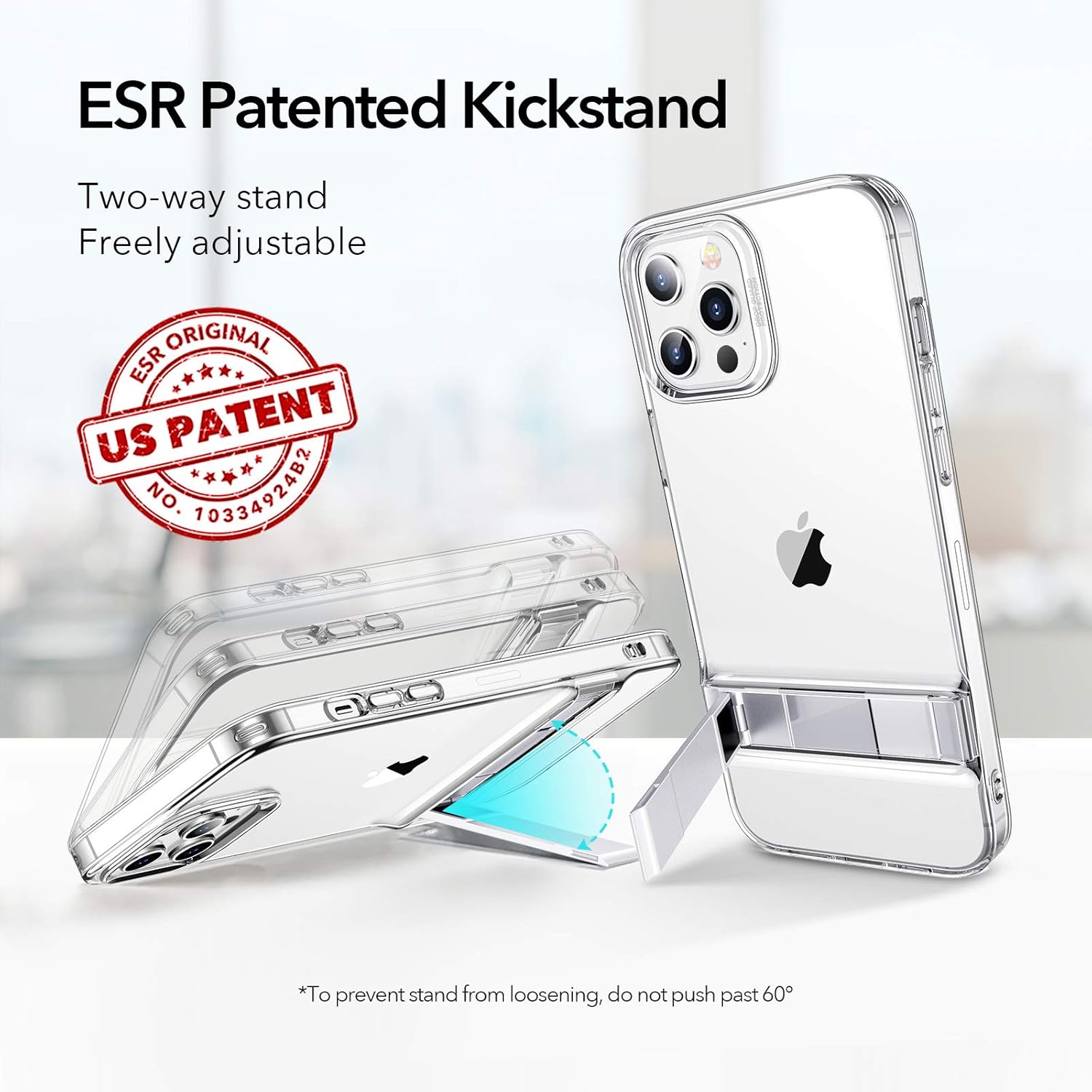 ESR Metal Kickstand Compatible with iPhone 12 Case/iPhone 12 Pro Case [Patented Design] [Two-Way Stand] [Reinforced Drop Protection] Flexible TPU Soft Back for 2020 6.1-Inch – Clear: Electronics