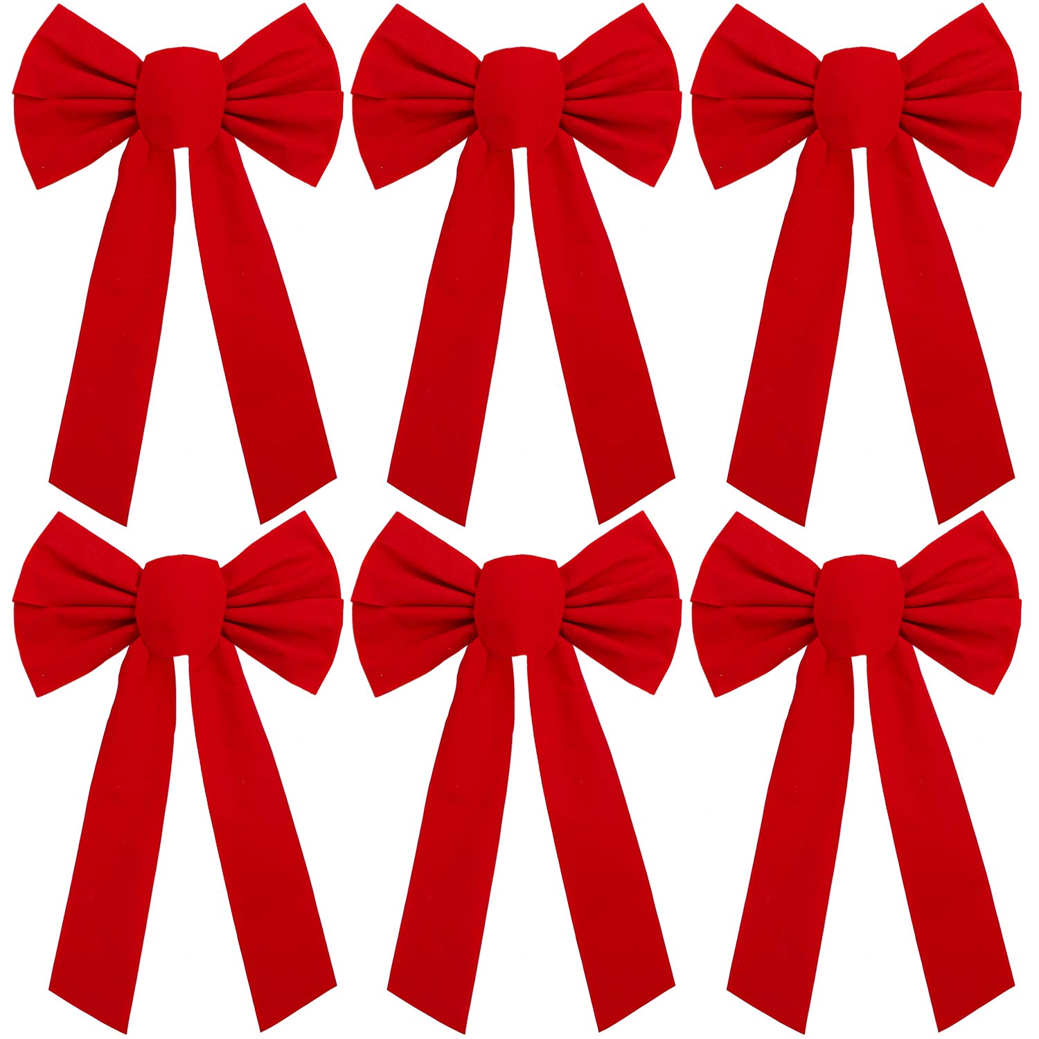 URATOT 6 Pack Red Velvet Christmas Bows, 9 x 16 inches