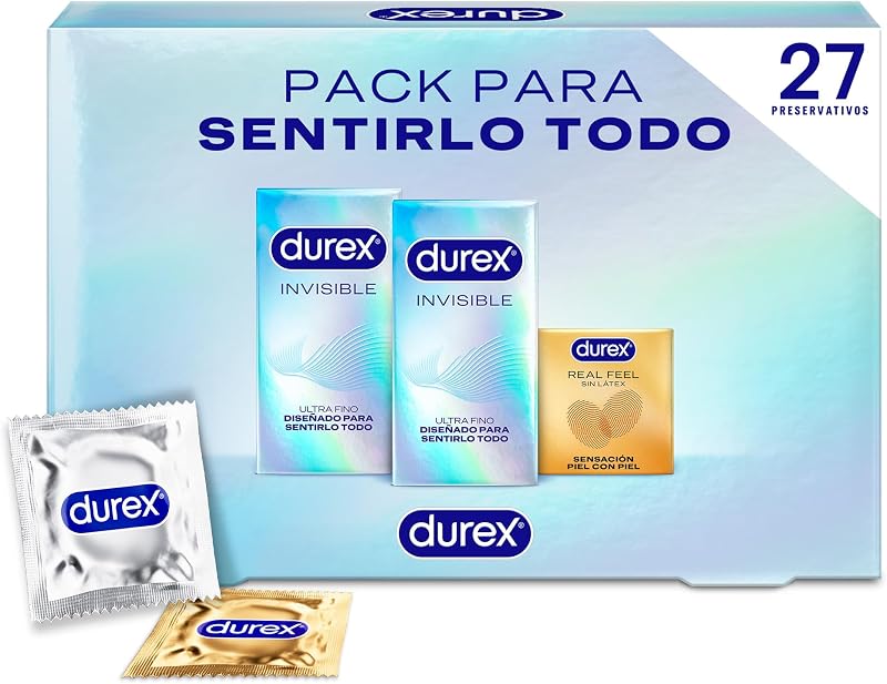 , Pack Sensitivo Invisible, Preservativos Durex, Invisible Extra Sensitivo, Real Feel, 27 Condones