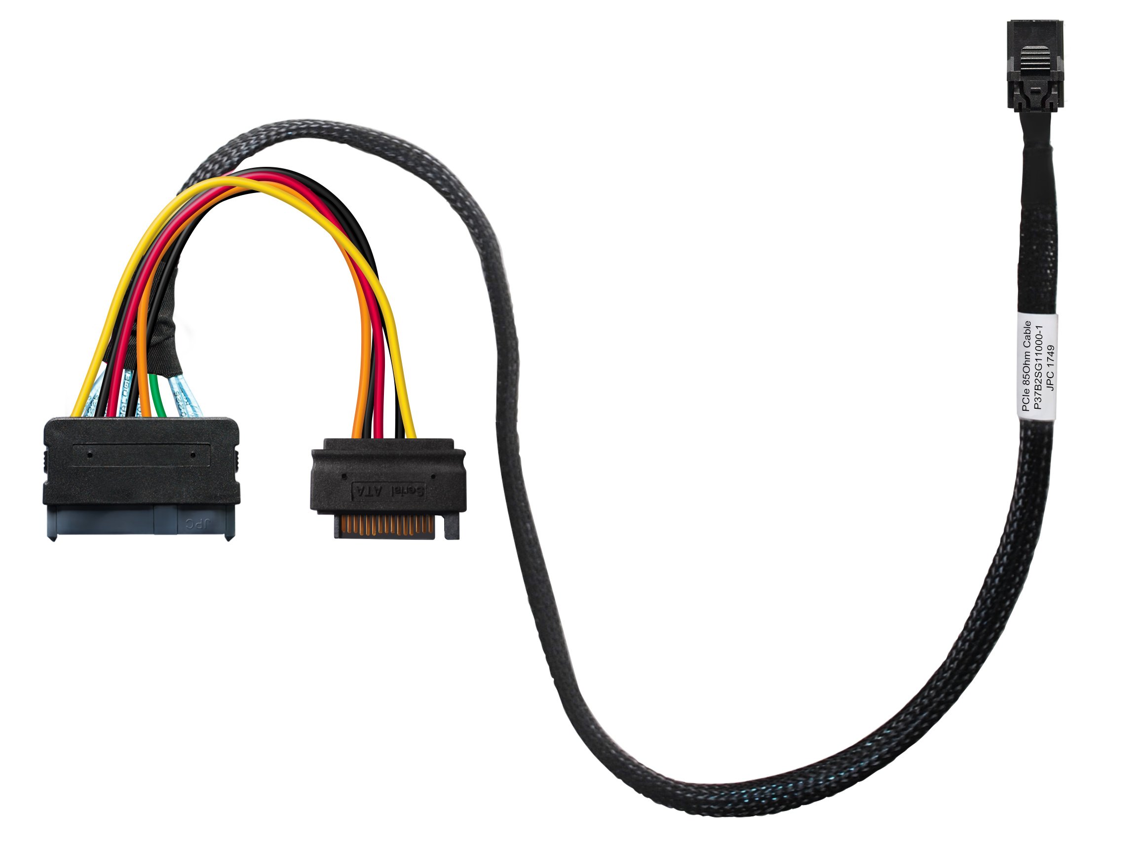 HighPoint 8643-8639-50 1 m SFF-8643 to U.2 SFF-8639 Connector Cable with 15-Pin SATA Power Connector