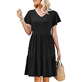 WEACZZY Womens Casual Summer Dress V Neck Ruffle Sleeve A Line Dresses Flowy with Pockets 2026
