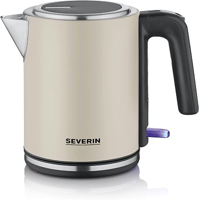 elektrischer Wasserkocher, 1L, mit herausnehmbaren Kalkfilter, XXL-Öffnung, Leuchtanzeige, 360°-Basis, Schnelles Aufkochen, 2.400 W, Wasserstandsanzeige, Edelstahl, dusty beige, WK 9577