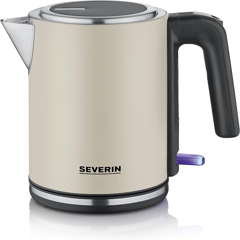 elektrischer Wasserkocher, 1L, mit herausnehmbaren Kalkfilter, XXL-Öffnung, Leuchtanzeige, 360°-Basis, Schnelles Aufkochen, 2.400 W, Wasserstandsanzeige, Edelstahl, dusty beige, WK 9577