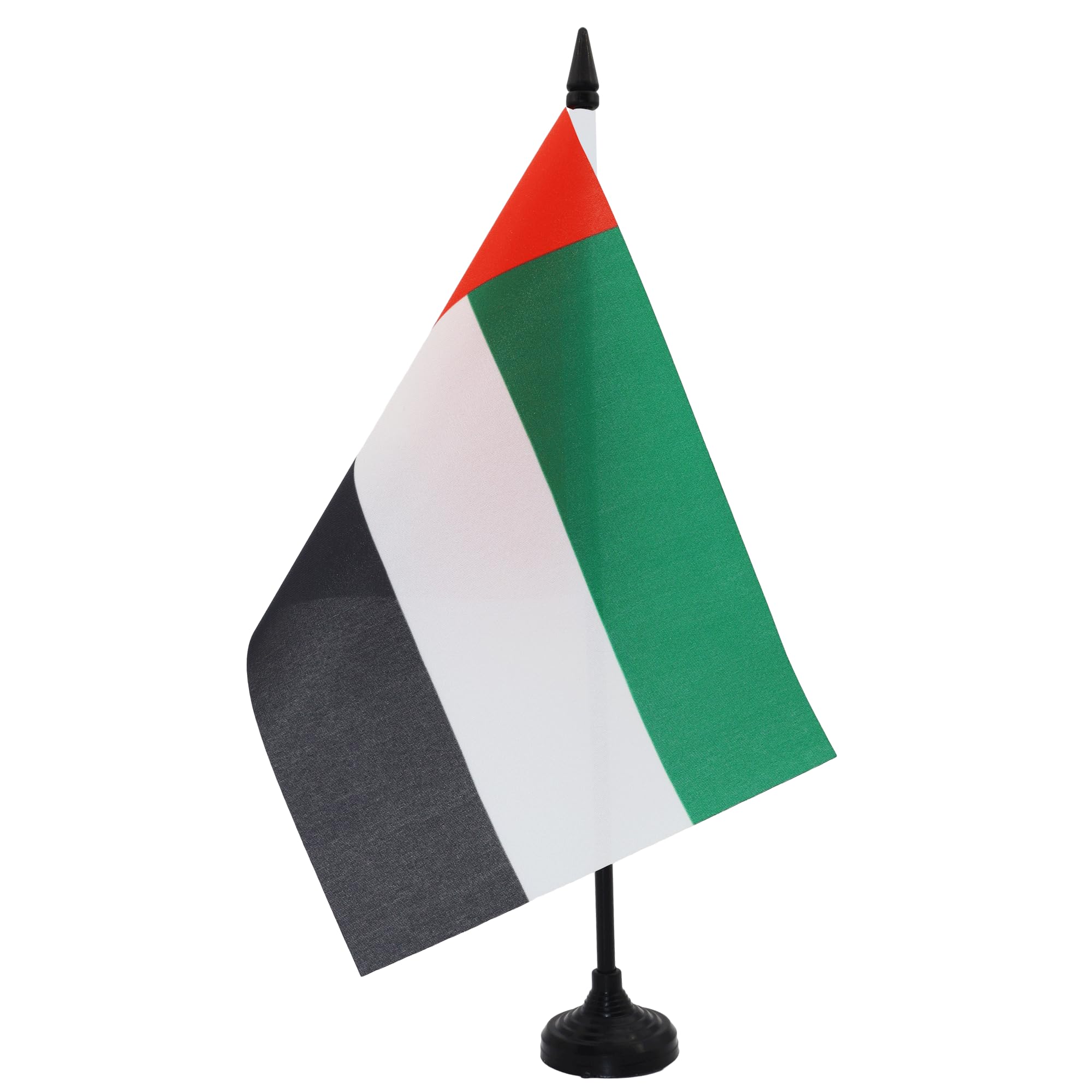 AZ FLAG United Arab Emirates Table Flag 5'' x 8'' - Emirati Office Decoration 100% Polyester 21 x 14 cm - Mini Desk Flag with Pole and Black Plastic Base