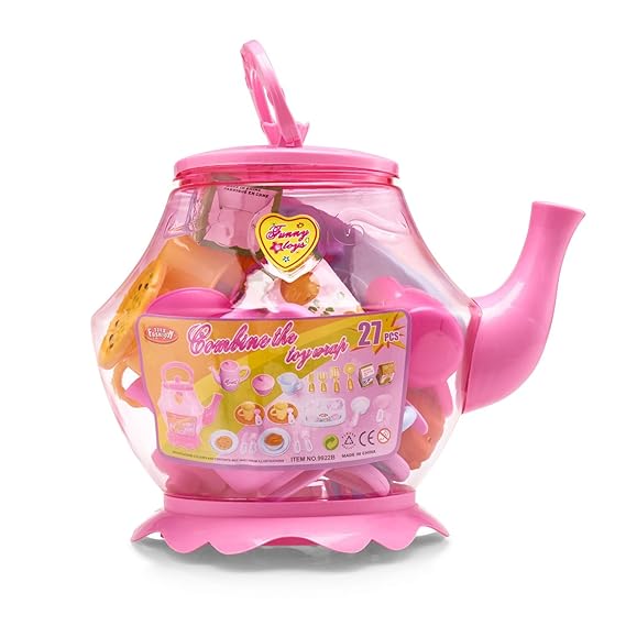 Vinsani® Childrens Kids Plastic Tea Set Teapot Drink Cups Spoons Picnic