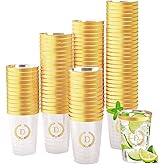 Datyiiha 100 Pieces Monogrammed Plastic Cups Gold Foil Letter D Disposable Cups 12 oz Clear Initial Party Cups for Wedding Birthday Baby Shower Personalized Party Drinkware