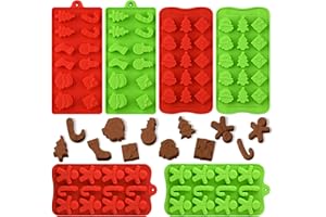 Actvty Christmas Chocolate Molds, Silicone Candy Molds, 6 Packs Santa Clause Snowman Gingerbread Man Shape Xmas Theme Baking Molds for Chocolate, Candy, Gummy, Jello, Wax Melts, Party Decor