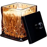 ZIVQEXMURL Qtip Holder,15Oz Amber Glass Apothecary Jars with Matte Black Lids for Bathroom Organization & Desk Storage,Thick Glass Apothecary Jars for Q-Tips,Cotton Rounds,Jewelry,Candy,Square