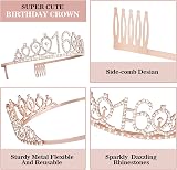 Amosking Sweet 16 Birthday decorations kit Rose Gold Crown Sash Cake Topper view 3
