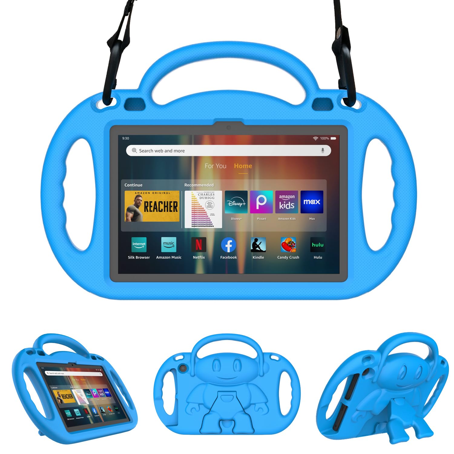 Fire HD 8 & HD 8 Plus Tablet Case for Kids (12/10th Gen, 2022/2020) - Sonlaryin Lightweight Kid-Proof Case with Handle and Kickstand for Fire HD 8 Kids & Kids Pro Tablet, Not Fit iPad Case - Blue