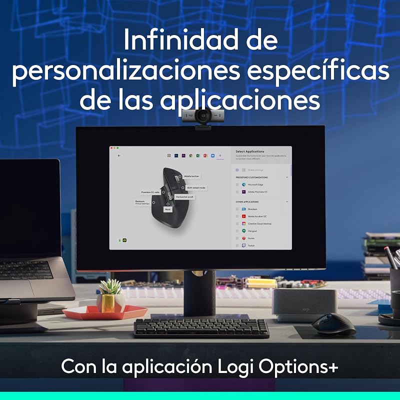 MX Master 3S, rato sem fios de alto desempenho com scroll ultra-rápido, ergo, 8000 dpi, Crystal Tracking, cliques discretos, Bluetooth, Windows, Linux e Chrome - Grafite