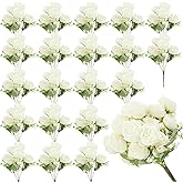 Quechoyz 20 Pack White Faux Flowers Peonies, Fake Peonies Silk Flowers with Stems for Wedding Centerpieces Bridal Shower Home Table Decorations