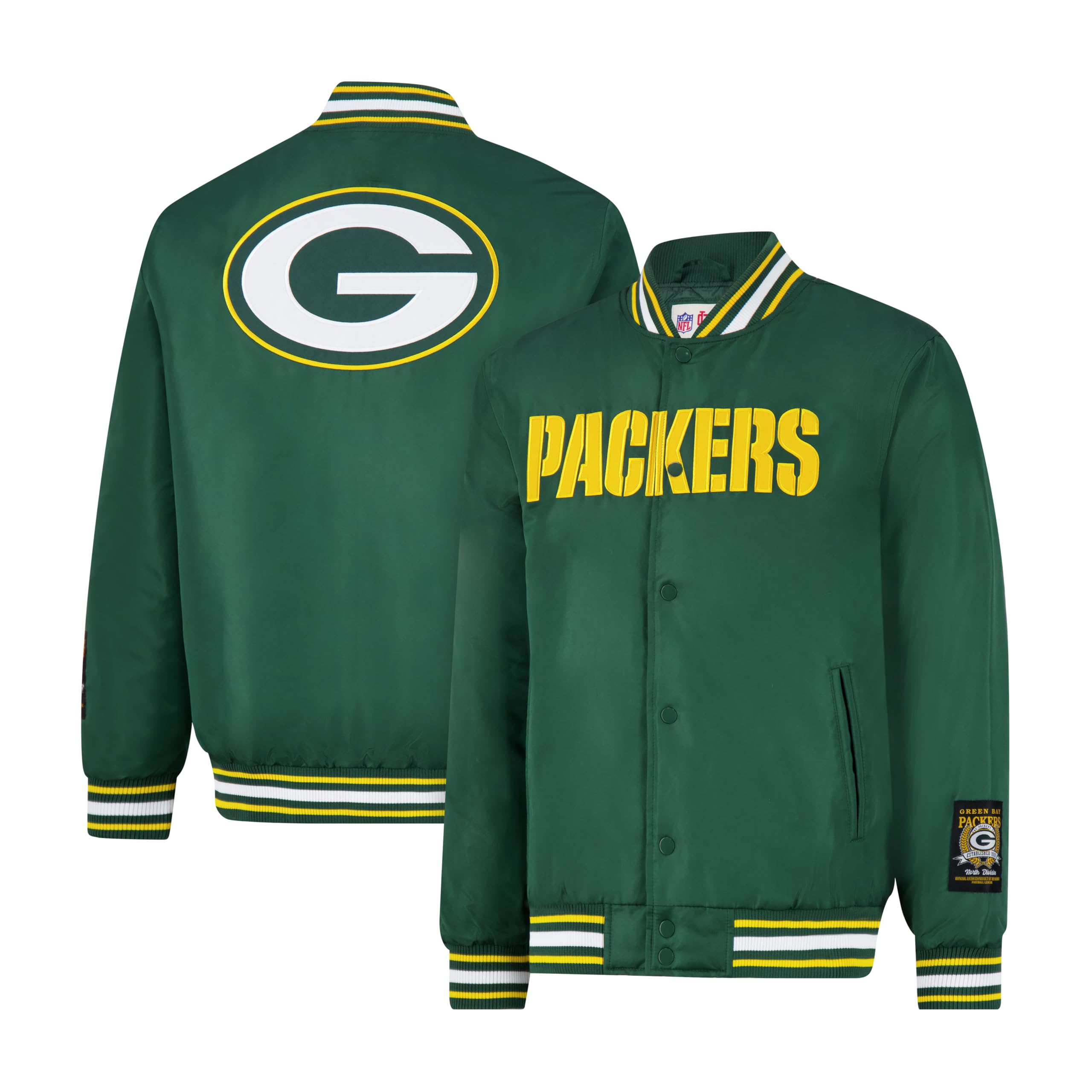 Ultra Game Adults NFL Official Smashing Records Satin Jacket, Green Bay Packers, Team Color, Small Image