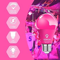 Gonhom 8 Pack A19 LED Pink Light Bulb,9 Watt Pink