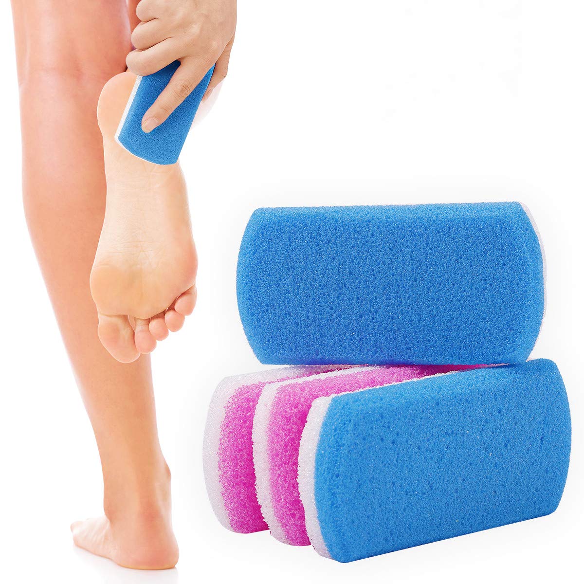 LifeePro Foot Pumice Stone, 4 PCs Double Sided Pumice Stone for Feet, Hard Skin Callus Remover and Scrubber, Hard Skin Callus Remover Pedicure Foot Care Tools for Wet Dry Foot