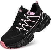 Steel Toe Shoes for Women Men Wide Non Slip Composite Work Sneakers Indestructible Comfortable Safety Tennis Shoes Lightweight Breathable Construction Sneakers Puncture Proof Ergonomic Design