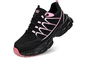 HOGENT Steel Toe Shoes for Women Men Wide Non Slip Composite Work Sneakers Indestructible Comfortable Safety Tennis Shoes Lightweight Breathable Construction Sneakers Puncture Proof Ergonomic Design