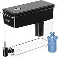 Brita Extra Large 18 Cup Filtered Water Dispenser with 1 Longlast+ Filter, Made without BPA, UltraMax, Jet Black…