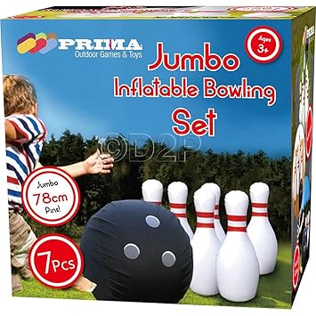 JUMBO INFLATABLE BOWLING GAME BOWL THROW PIN PLAY OUTDOOR TOY KIDS
