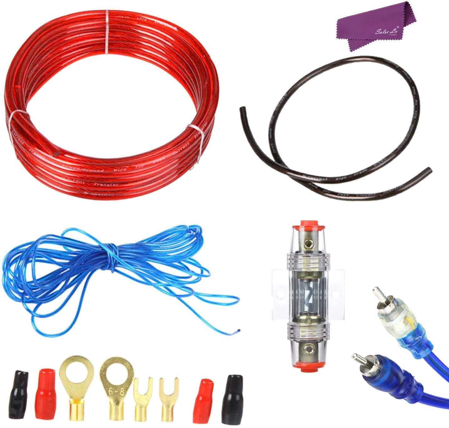 YUNIQUE UK 1 Piece 1500W Car Wire Harness Amplifier Audio Subwoofer Installation Kit 8GA Power Cable 60 AMP Fuse Holder