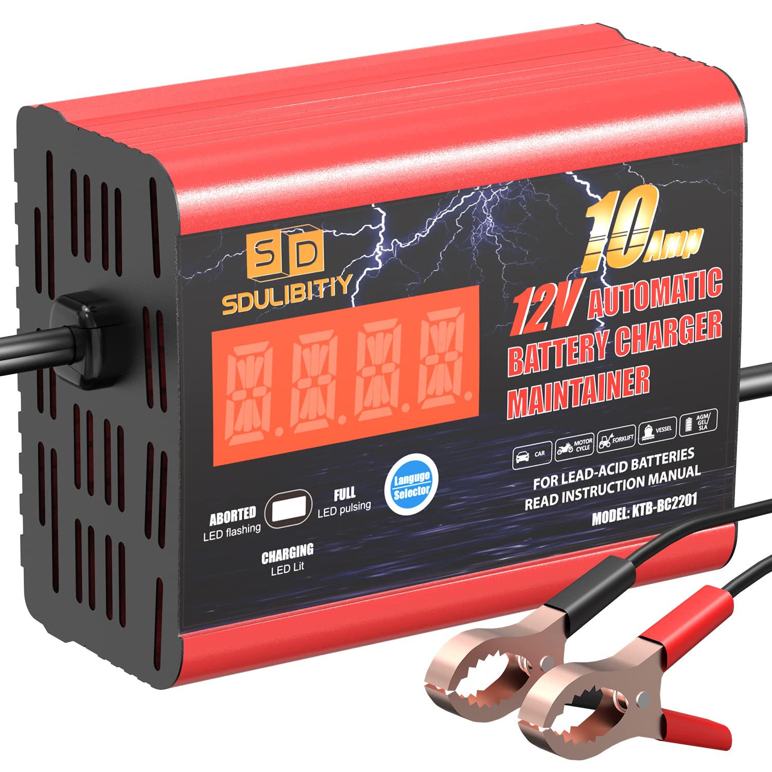Photo 1 of 10A Fully-Automatic Smart Charger | 12V Automotive Car Battery Charger | Trickle Battery Charger Maintainer for Car Truck Motorcycle Lawn Mower Boat Marine Lead Acid Batteries