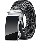 BuzToz Men's Belt,Leather Ratchet Dress Belts with Sliding Adjustable Belts Dress Casual Jeans Comfort Trim to Fit