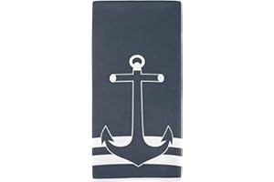 Naanle Nautical White Stripe Anchor Navy Blue Highly Absorbent Soft Large Decorative Guest Hand Towel for Bathroom, Hotel, Gym and Spa (16 x 30 Inches)