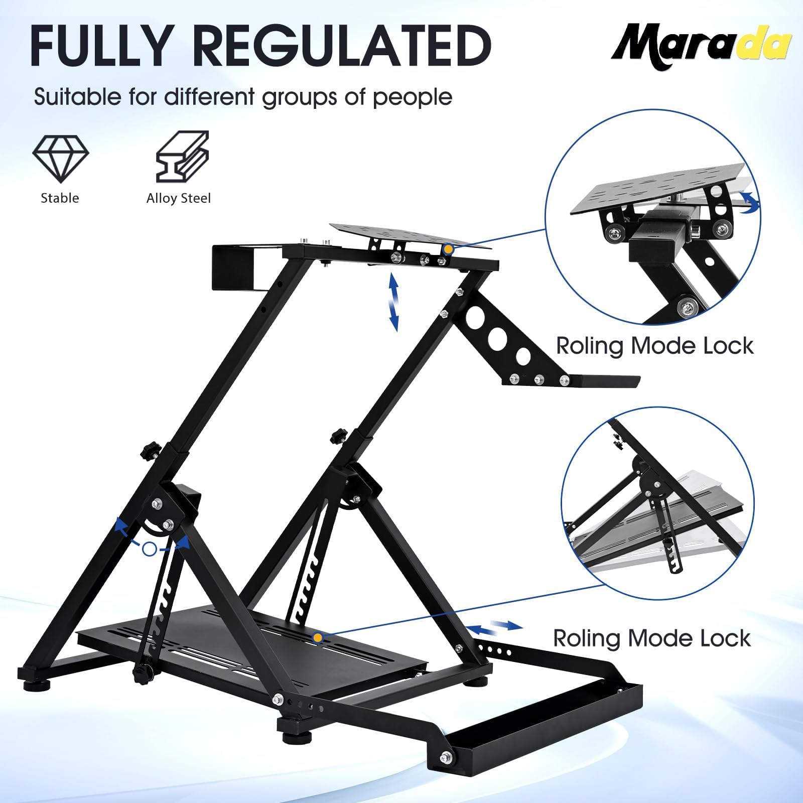 Marada X Frame Steering Wheel Stand Racing Sim Cockpit with Seat Slot Fit for Logitech/Thrustmaster/Fanatec G25 G27 G29 G920 T300 T248, No Pedal & Shifter